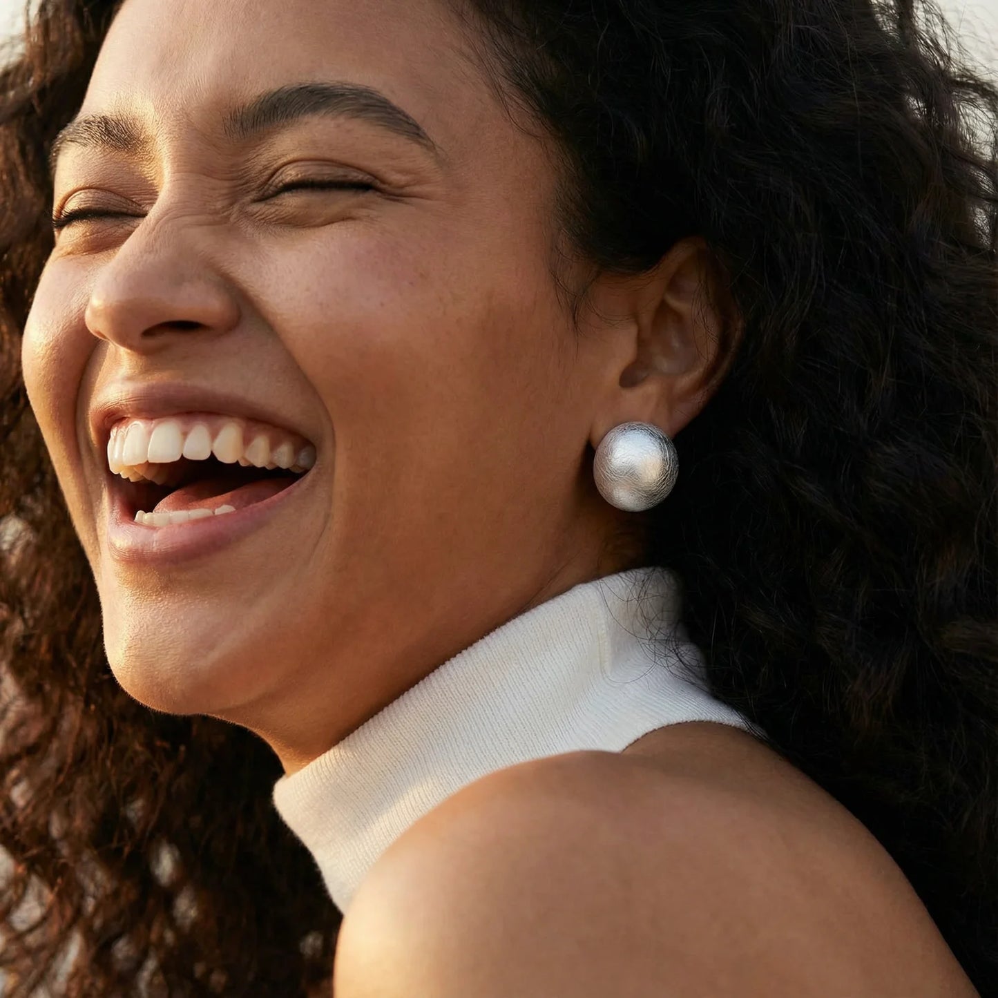 Brushed Silver Dome Earrings